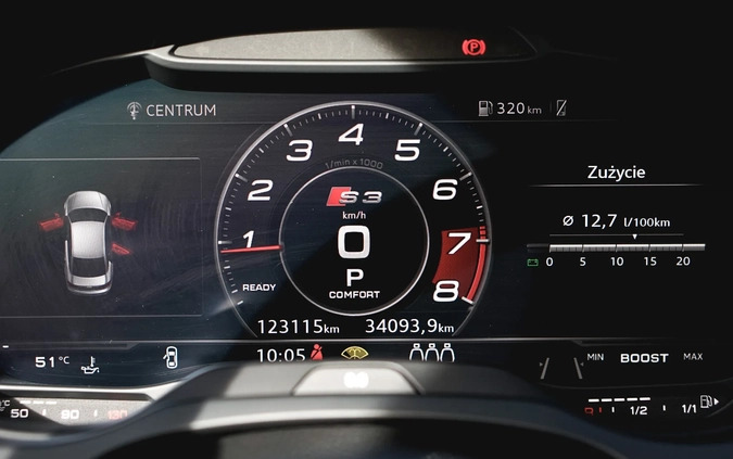 Audi S3 cena 128999 przebieg: 123000, rok produkcji 2017 z Kalisz małe 106